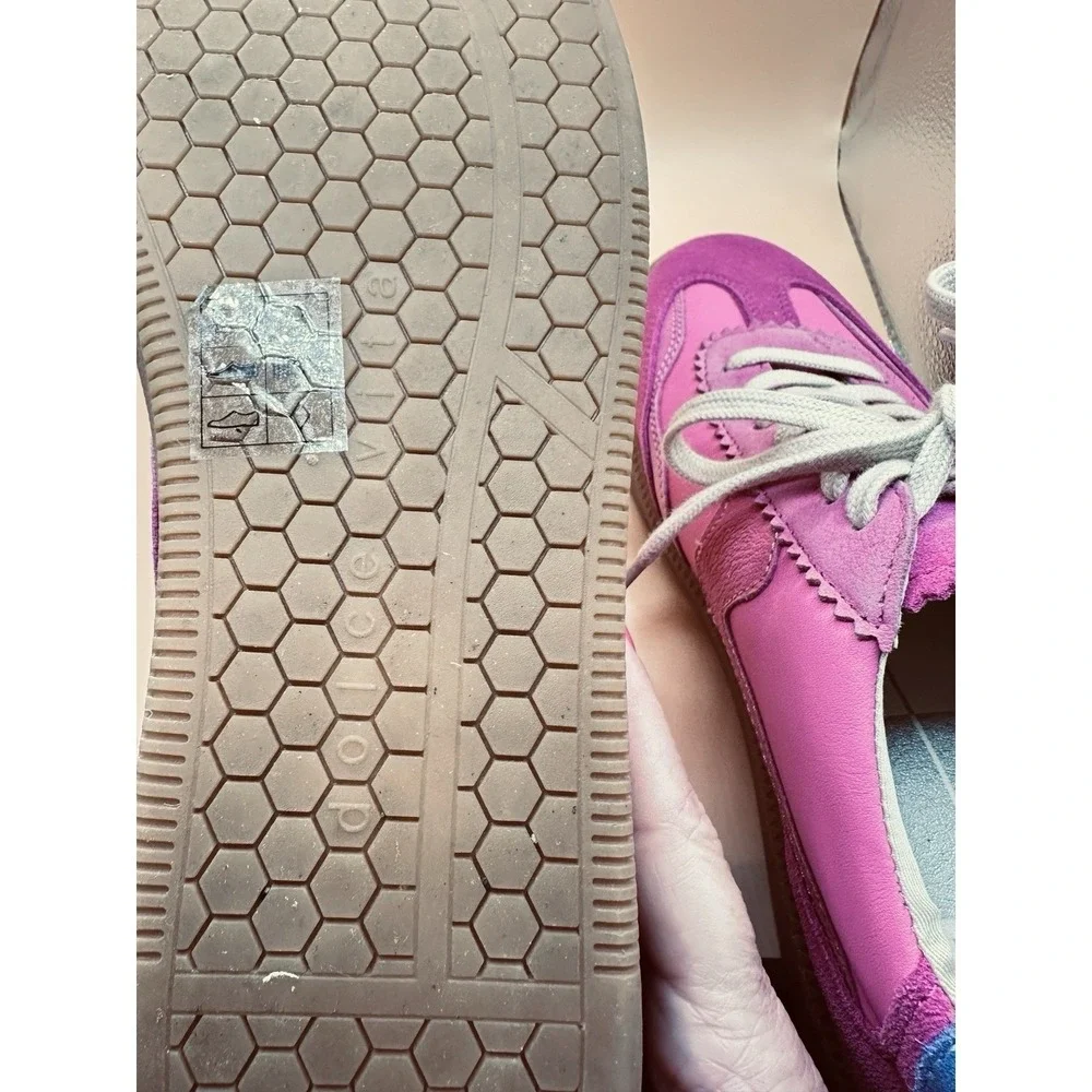 Dolce Vita Womens Pink Leather Suede Lace Up Retro Sneakers Gum Sole‎ Size 9